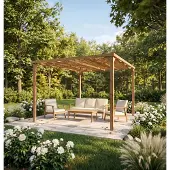 Solid Pergola met kokos schaduwdoek - Vierkant - 3mx3m - - S7015