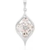 Cavill - Hanger Zilver 925 Sterling - 1,02 ct Morganiet Mozambique + 0,034 ct Zirkoon Tanzania - Elegant Filigraan Blad Design - Luxe Dames Sieraad