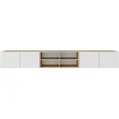 MargaretHadas24 Margaret Hadas24 TV-kast Cali IV, tv-meubel, laag tv-meubel, 300 cm, hangend, modern design, voor de woonkamer, wandmontage, tv-meubel, wit