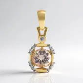 Cavill - 9 Karaats Geelgoud Gouden Hanger - AAA Marropino Morganiet 0,99 ct Rond - Tanzania Zirkonen 0,10 ct - Elegante Natuurstenen Sieraden