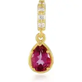Cavill - Zilveren hanger 925 sterling, verguld - roze topaas 0,791 ct druppelvorm - 5 Tanziaanse zirkonia 0,17 ct - elegant dames sieraad