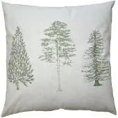 Clayre & Eef Kussenhoes 45x45 cm Beige Groen Polyester Dennenbomen Sierkussenhoes Beige Sierkussenhoes