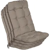 Beautissu Flair HL Stoelkussen Set 4x Hoge Rugleuning 120x50x8 cm Taupe – Tuinstoelkussen