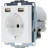 Kopp Inbouwstopcontact Athenis Randaarde 1-polig + 2 Usb Wit Ip20