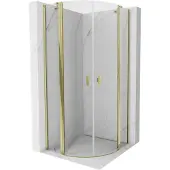 Mexen Mist halfronde douchecabine scharnierend 80 x 80 , transparant, goud - 8A32-080-080-50-00