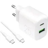 Puro Power Kit: Dagelijkse oplader met 1 x USB-A en 1 x USB-C + USB-C-kabel