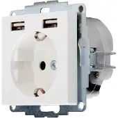Kopp Inbouwstopcontact Athenis 1-polig Randaarde + 2 Usb Wit Ip20