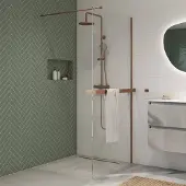Saqu Modulo inloopdouche incl. antikalk 90x210cm geborsteld koper