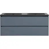 Guido Gusto Badkamermeubel Nero 120cm mat grijs met zwarte wastafel zonder kraangat