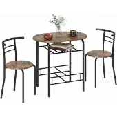 HOMCOM Dining Table Set-MDF, Metall-80L x 52B x 76H cm-Rustikal-Braun