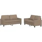 vidaXL 2-delige Loungeset met kussens kunstleer cappuccino