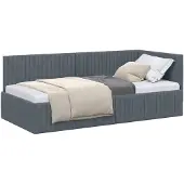 vidaXL Hoek Bed Frame Donkergrijs 90 cm x 190 cm Fluweel