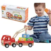 Viga Toys Houten Kraanwagen Met Accessoires 29 Cm Rood