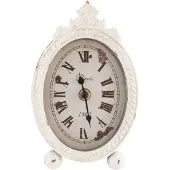 Clayre & Eef Witte Tafelklok 11*3*18 cm / 1*AA van Ijzer / Glas