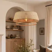 LumenXL Bamboe hanglamp Tovra met geweven kap - naturel