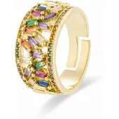 Luxenter ring met Multicolour Zirkonia afgewerkt in 18K geel goud - Fabeu