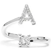 Luxenter Ring met glanzende zirkonia, zilveren afwerking - Alphabet