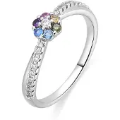 Luxenter ring in metaallegering en meerkleurige zirkonia rhodiumafwerking - Zetrana