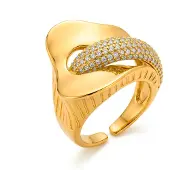 Luxenter Ring met schitterende zirkonia, afgewerkt in 18 karaats geelgoud - Lefri