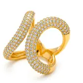 Luxenter Ring met schitterende zirkonia, afgewerkt in 18 karaats geelgoud - Rudma