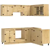 vidaXL Kast SKI, 8 stuks, honingbruin, massief dennenhout