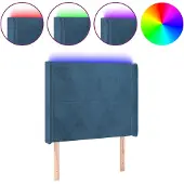 vidaXL Hoofdbord LED 103x16x118/128 cm fluweel donkerblauw