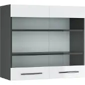 Vicco Fame-Line Glazen keukenkast – 80 cm Wit Hoogglans
