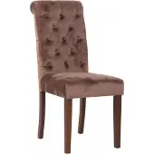 CLP Essstoel Lisburn, bekleed met fluweel, met rugleuning en vloerbeschermers, bruin. Materiaal: fluweel
