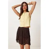 Happiness İstanbul Getextureerde Minirok met Elastische Taille