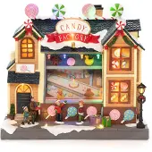 Konstsmide Decoratieve ledverlichting Led tafereel snoepfabriek met animatie en 8 klassieke kerstliederen, 16 gekleurde dioden, binnentransformator, zwarte kabel