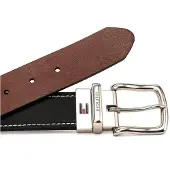 Tommy Hilfiger omkeerbare leren herenriem - casual voor herenjeans met dubbelzijdige riem en zilveren gesp marineblauw 36
