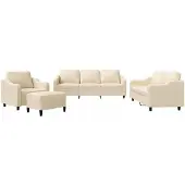 vidaXL 4-delige Loungeset met kussens stof crèmekleurig