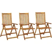 vidaXL Tuinstoelen verstelbaar 3 st massief acaciahout