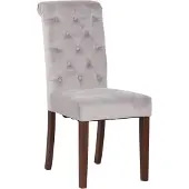 CLP Essstoel Lisburn met rugleuning in Chesterfield-stijl, grijs. Materiaal: fluweel
