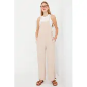 Big Dart Ontspannen Pasvorm Wijd Pijpen Jumpsuit met Vierkante Kraag