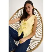 Bianco V-hals Crêpe Blouse met Strik
