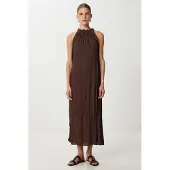 Happiness İstanbul Gestructureerde Midi Jurk met Halterkraag