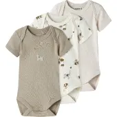 Name it Rompertje/body donkerbeige / beige gemêleerd / bruin / wit