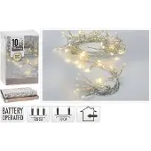 SELF IMPORT AGENCIES Kerstverlichting lichtsnoer - 10 led lampjes - warm wit - 1 meter - op batterij