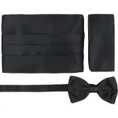 Suitable Cumberband Strik Pochet Set Zwart -