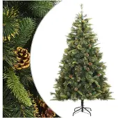 vidaXL Kunstkerstboom met scharnieren en dennenappels 180 cm