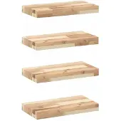 vidaXL Wandschappen 4 st zwevend 60x20x4 cm onbehandeld acaciahout
