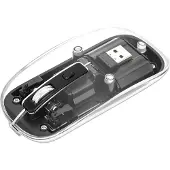 Manhattan Mouse wireless caratterizzato da un estetica straordinaria con alloggiam Muis Draadloos Optisch Transparant, Zwart 4 Toetsen 800 dpi, 1200 dpi, 1600