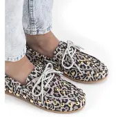 DWRS Label latty leopard big studs sand mocassins dames