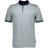 Bugatti Poloshirt blauw streepmotief kraag donker