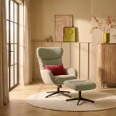 Woonexpress Relaxfauteuil Jack – Groen Stof – Verstelbaar met Hocker