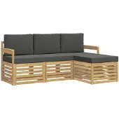 vidaXL Buiten bank set 4 st Wit en antracietkleurig Polyester