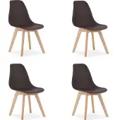Leobert Stoel Kito, koffie kleur, natuurlijke poten (set van 4)