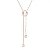 Cavill - Rosé Vergulde 925 Sterling Zilveren Lange Halsketting 80 cm - Elegant Gevlochten Design met Cirkelhanger - Stijlvolle Zilveren Sieraden Dames