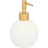QUVIO Zeepdispenser - Rond - Keramiek - Wit met goud